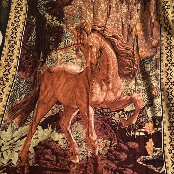 Vintage A.T.C. Unicorn Horse with Snake Print Tapestry Rug Wall Hanging 32x50 In - Picture 2 of 11